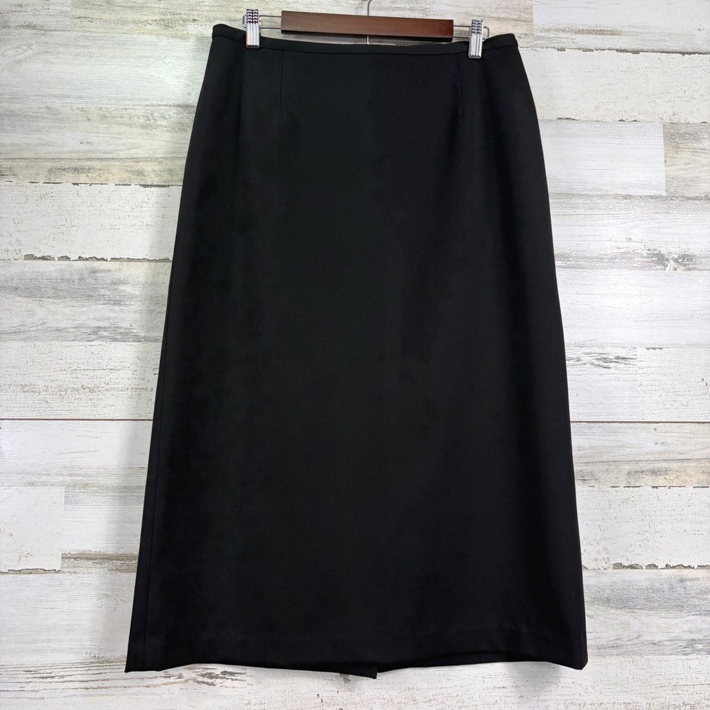 Talbots Petites Black Stretch Skirt Tailored Midi Length Business Casual Size PL